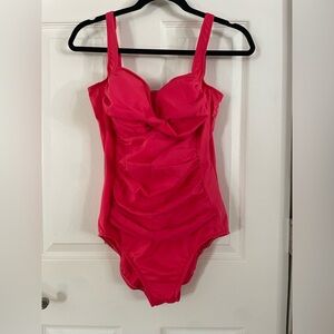 Croft & Barrow Coral Pink Rouched Swimsuit Size 14